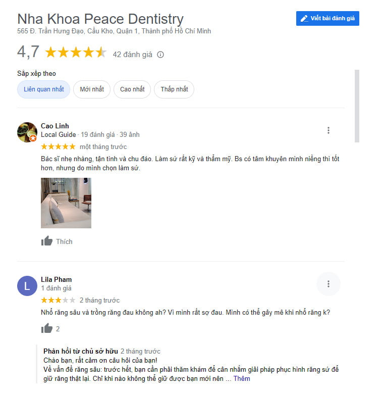 Hình: review trồng răng implant Peace Dentistry